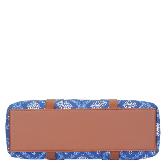 Ladies Blue Print Shoulder Tote Bag – Hand Crafted Fabric Satchel Handbags Purse - Picture 6 of 10